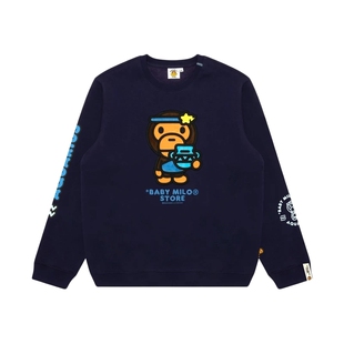 BABY MILO STORE女装水瓶座小猴加绒长袖圆领卫衣3048XXR