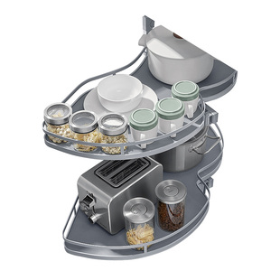 悍高厨房橱柜转角拉篮900柜体阻尼旋转收纳置物架拐角飞碟调味篮