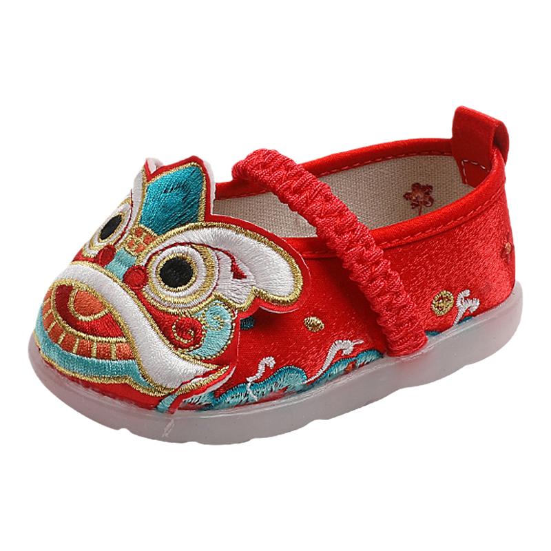 漢服繡花鞋女童老北京布鞋民族風(fēng)古裝刺繡鞋牛筋底兒童舞蹈鞋童鞋