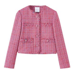 水云间小香风短款外套女装名媛千金风上衣无领正肩通勤2025春新款