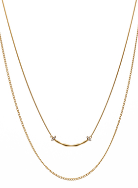 ZOXI不掉色双层笑脸项链叠戴女款