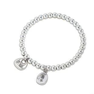 S999足银喜乐平安小胖福纯银手链女款小众轻奢高级国风新中式手串