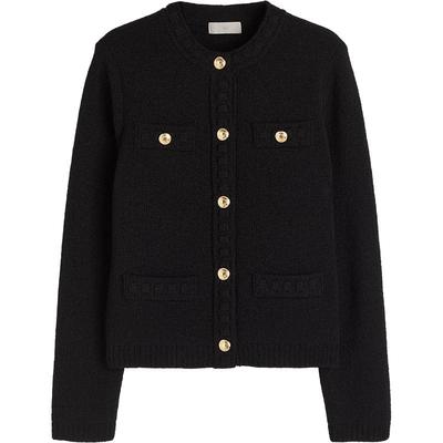 HM女装毛针织衫廓形小香风针织开衫外套慵空调衫打底衫1194323