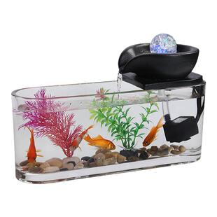 玻璃鱼缸流水招财摆件开业礼品桌面办公室客厅室内装饰品转运球