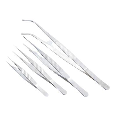 labshark镊子不锈钢弯尖头夹子