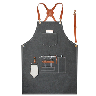 高级咖啡师围裙牛仔帆布男女时尚园艺美发专用工作服定制logo印字