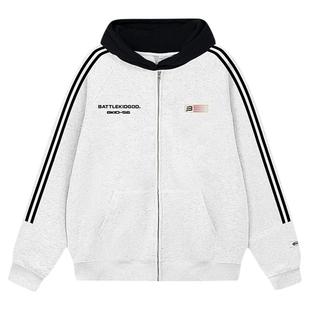 亿万少年BUFU国潮牌美式复古连帽卫衣男女秋季情侣款拉链开衫外套