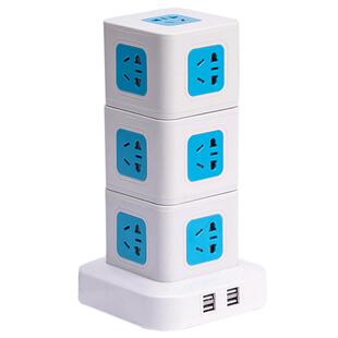 绿导立式插座无线4USB多功能魔方排插立体接拖线板拓展转换器可拆