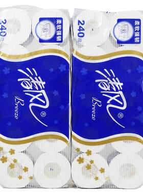 清风240段有芯卷筒纸整箱100卷