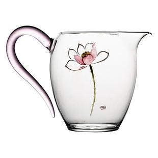 手绘玻璃荷花公道杯｜高品质耐热茶海分茶器匀杯加厚家用功夫茶具