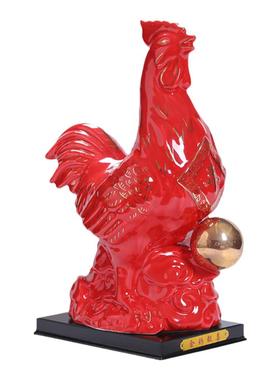 红色陶瓷十二生肖摆件客厅摆件