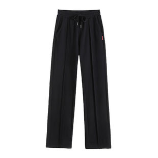 秋冬季女士裤子弹力棉运动裤笔挺垂直单层长裤笔挺垂直直筒休闲裤