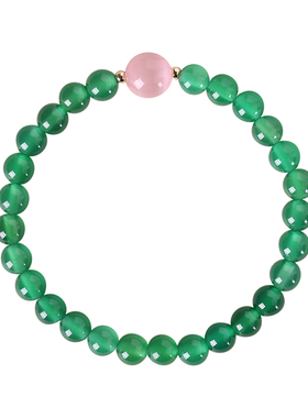 貌似翡翠！轻奢猫眼石天然翠绿绿玛瑙手链女极细叠戴招财闪亮水晶