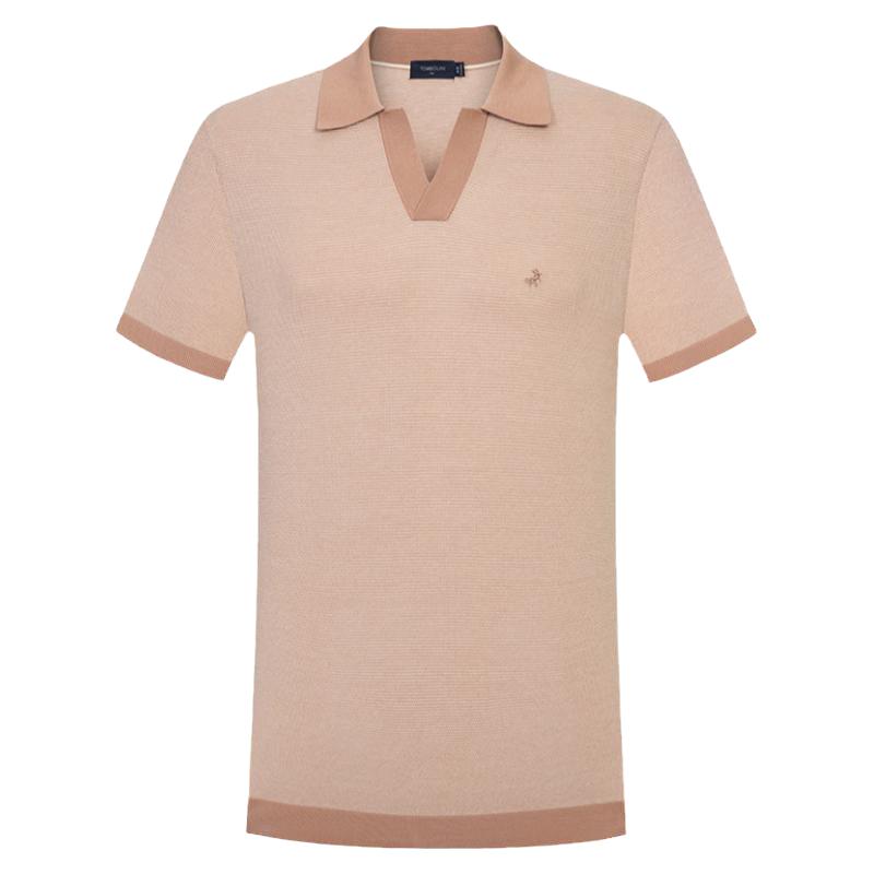 【桑蚕丝polo】TB东博利尼夏季新品polo衫男V领休闲针织短袖T恤潮