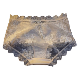 法式纯欲内裤女生蕾丝性感冰丝超薄透气大码纯棉裆三角裤无痕短裤