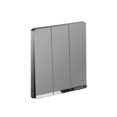 国际电工家用墙壁暗装灰色86型一开双控开关五孔插座面板16a空调