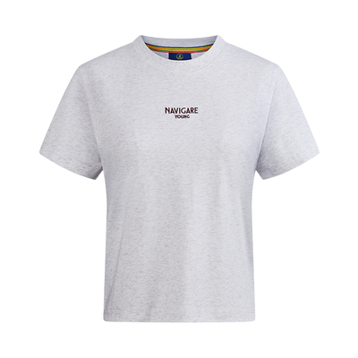 Navigare意大利小帆船灰色圆领T恤女2026春夏新款凉感短袖体恤衫