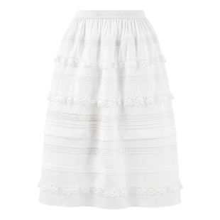 MISSCOCOON可可尼蕾丝花边半身裙女2026春季新款蛋糕珠光白色裙子