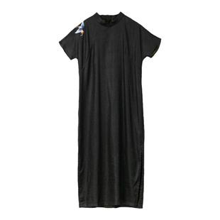 布小匠原创设计桑蚕丝绢纺香云纱改良旗袍女新中式国风黑色连衣裙