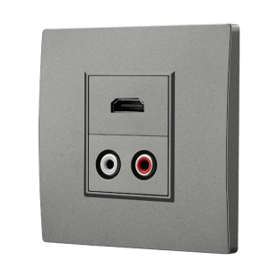 家恩86型暗装多媒体面板4K电视高清线HDMI带红白AV莲花音频插座