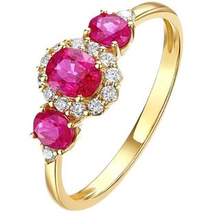ILCO尤珂「少女蔷薇」18K金红宝石戒指轻奢珠宝镶嵌天然钻石女戒