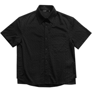 雅痞制噪日系复古短袖衬衫男夏季宽松古巴领肌理高级感半截袖上衣