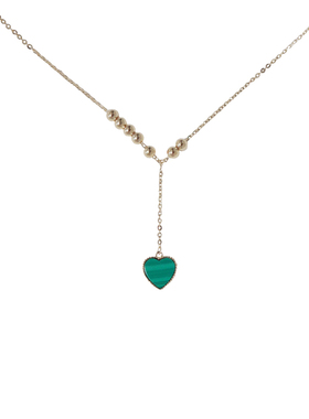 P.Love绿色心情孔雀石项链轻奢小众2024新款宝石吊坠纯银女锁骨链