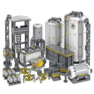 日骎原创颗粒积木MOC拼装 科幻军事基地工业设施格纳库机器人玩具