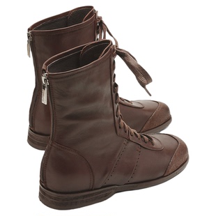 MILLIE S/妙丽方头中跟短靴女冬季复古皮带扣套筒英伦显瘦西部靴