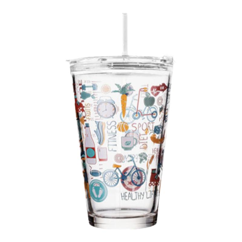 tomoni水杯玻璃杯大容量高颜值果汁杯网红ins风玻璃吸管杯儿童