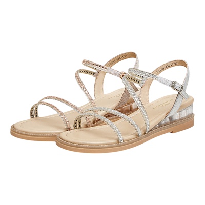 Tata他她坡跟凉鞋女外穿一字带沙滩凉鞋女时尚2024夏季新7UA03BL4