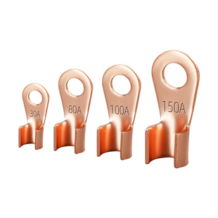 国标OT紫铜开口鼻纯铜接线端子16/50/100A平方电瓶圆孔线耳铜接头