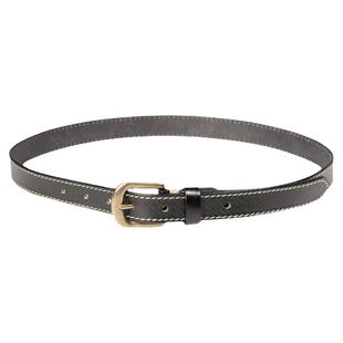 铜扣复古窄黑色女士皮带牛仔裤装饰腰带新款女头层牛皮针扣百搭