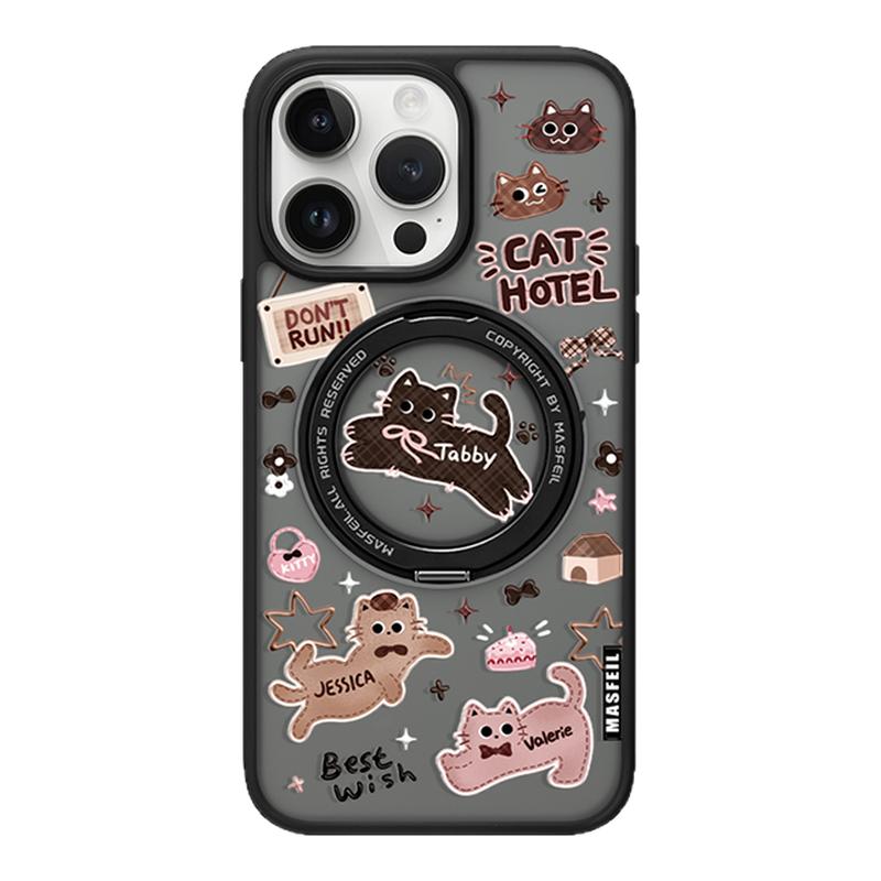 ANGYING × 猫咪旅馆适用苹果18promax手机壳iPhone17pro新款带支架ip16全包Fo5磁吸支点套好看13女15高级感