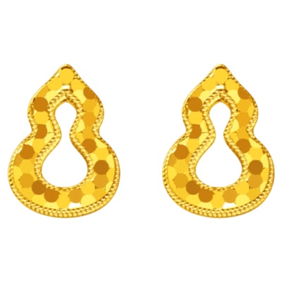 18K金蹦迪鱼鳞葫芦耳钉 女招财福禄轻奢纯银镂空耳环高级感礼物潮