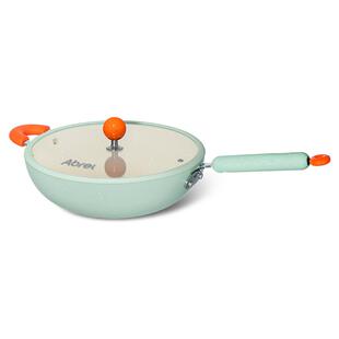 安博力不粘锅家用炒锅平底锅电磁炉煤燃气灶专用轻油烟平底炒菜锅