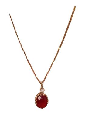 复古小众石榴石红宝石镶钻项链