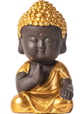 紫砂精品禅意金佛摆件创意家居客厅佛系装饰用品