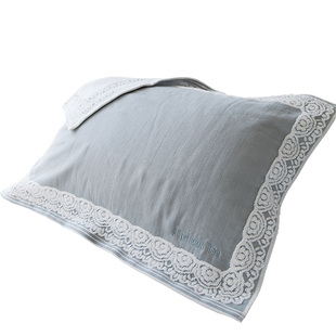 纱布纯色可爱卡通枕巾纯棉情侣成人学生四季全棉枕头巾素灰色提花