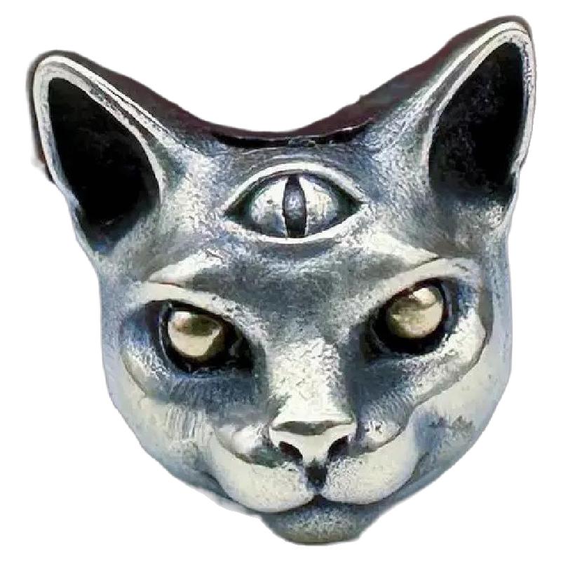 复古黄铜三眼埃及财猫刀坠挂件