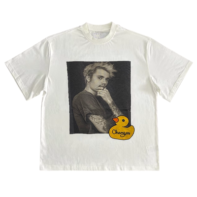 Justin Bieber贾斯汀比伯现代街头风vintage古着潮牌纯棉短袖T恤