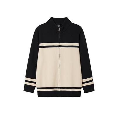 韦恩泽维尔套头毛织立领撞色毛衣