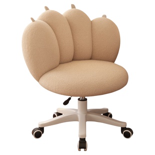 奶油风可旋转化妆凳小户型卧室美甲梳妆凳可爱造型猫爪升降电脑椅