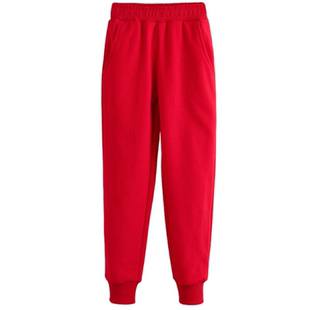 男女童浅灰收口加绒班服运动裤学生红色校裤中大儿童藏青直筒卫裤