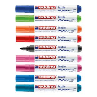 edding织物笔衣服画画涂鸦儿童马克笔帆布包布绘笔防水不掉色拼豆diy