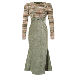 轻熟绝美御姐风修身显瘦连衣裙秋冬气质名媛高级感针织鱼尾包臀裙