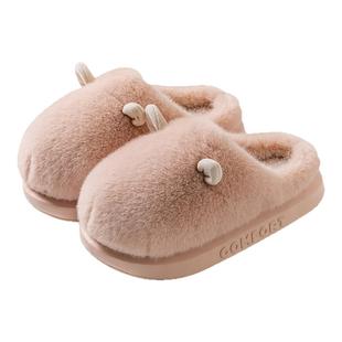 可爱棉拖鞋女款2025新款秋冬季情侣室内家居保暖防滑厚底毛绒拖鞋