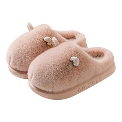 可爱棉拖鞋女款保暖防滑厚底毛绒