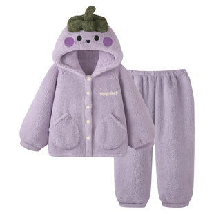 2025新款可爱卡通珊瑚绒睡衣女秋冬季加绒加厚保暖家居服套装冬天