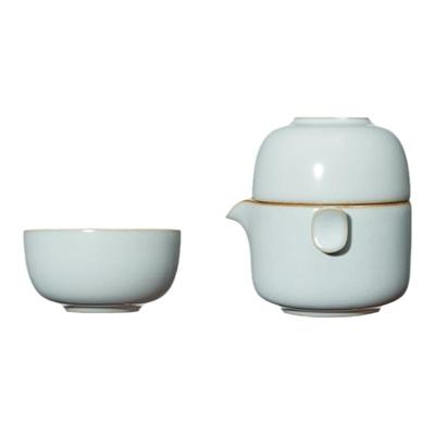 雅瓷汝窑吉祥如意套装便携快客杯